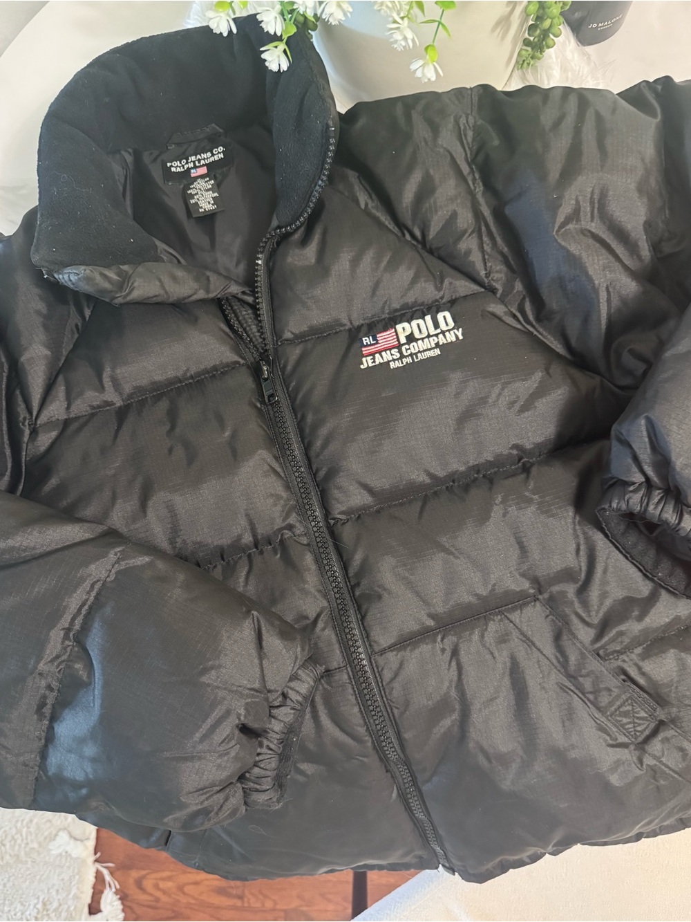 Vintage Y2K Polo Jeans Co Ralph Lauren Black Puffer Jacket S